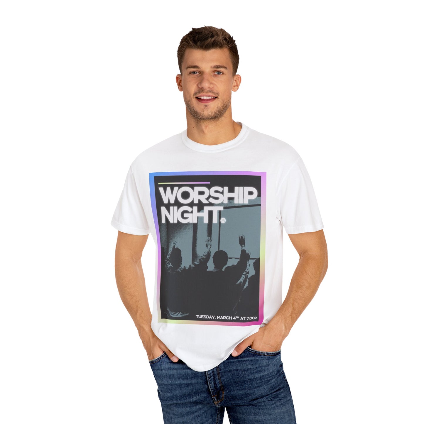Worship Night T-Shirt | Unisex Garment-Dyed Tee for Church Events, Music Nights, Spiritual Gatherings, Casual Wear, Comfortable Style