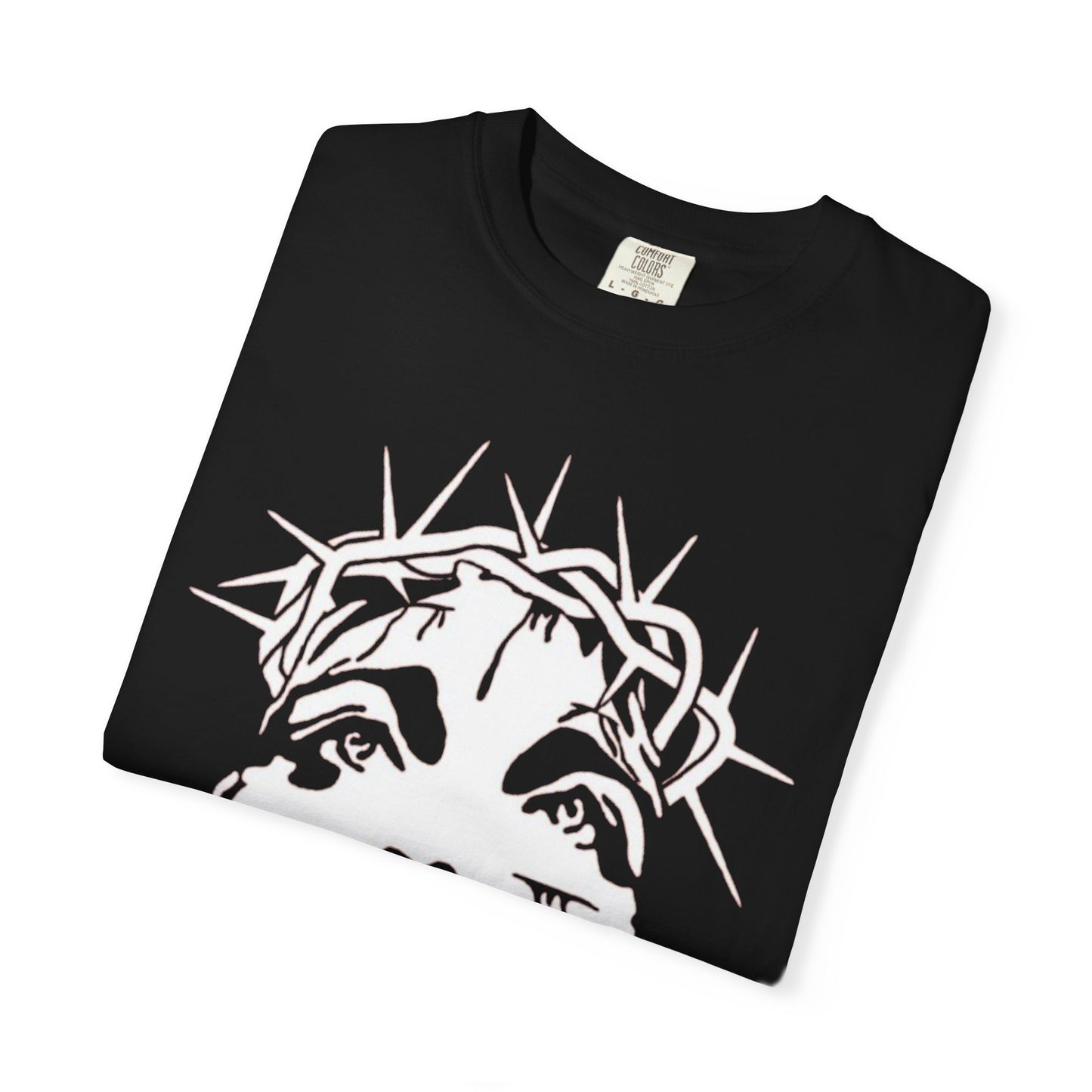 Jesus Christ Crown Of Thorns Garment-Dyed T-Shirt with Artistic Design, Casual Wear, Unisex Tee, Comfortable Everyday Shirt, Birthday Gift, Unique Art Tee