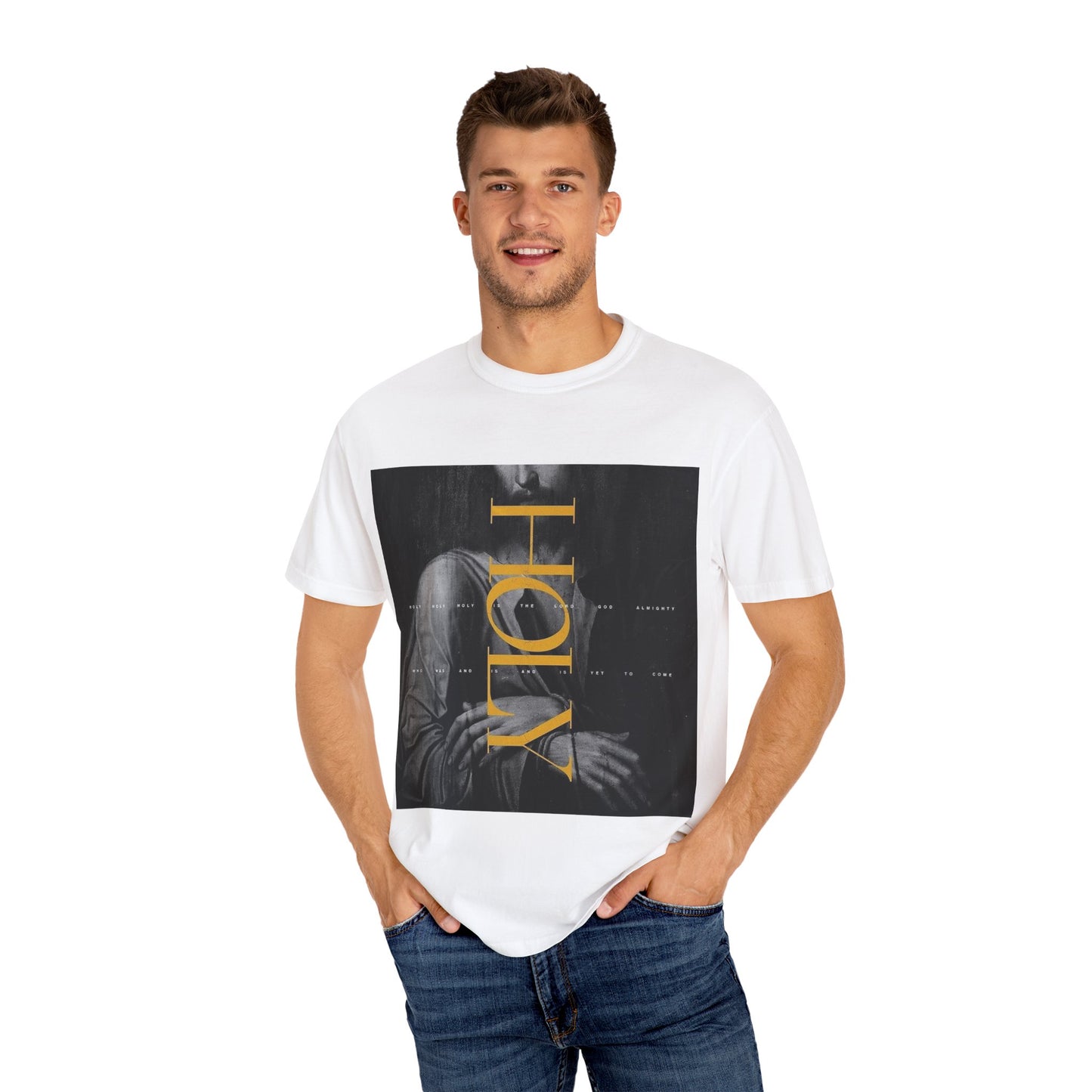 Holy Unisex Garment-Dyed T-Shirt, Casual Tee, Faith-Based Apparel, Spiritual Gift for Believers, Everyday Wear