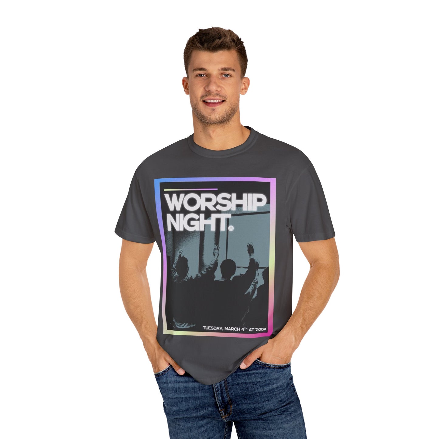 Worship Night T-Shirt | Unisex Garment-Dyed Tee for Church Events, Music Nights, Spiritual Gatherings, Casual Wear, Comfortable Style