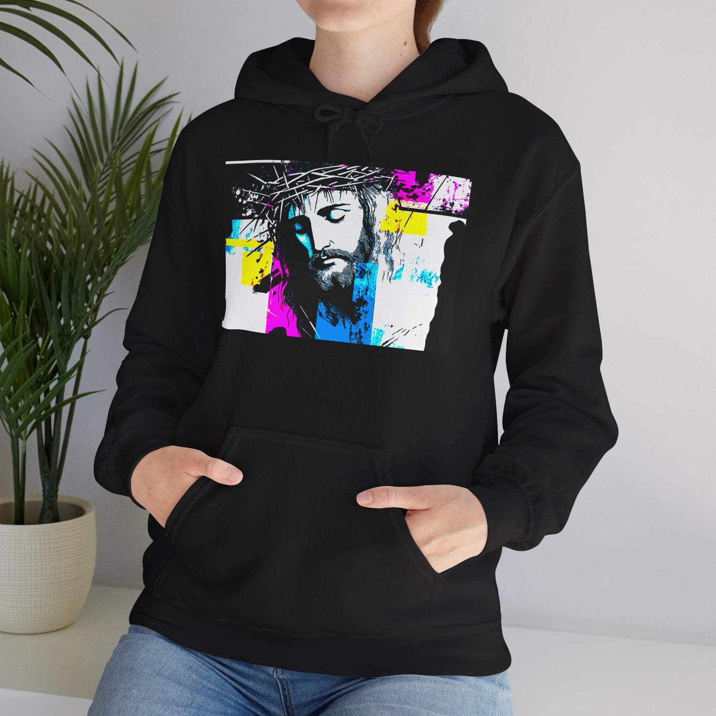 Faith-Inspired Jesus Pop Art Graphic Hoodie