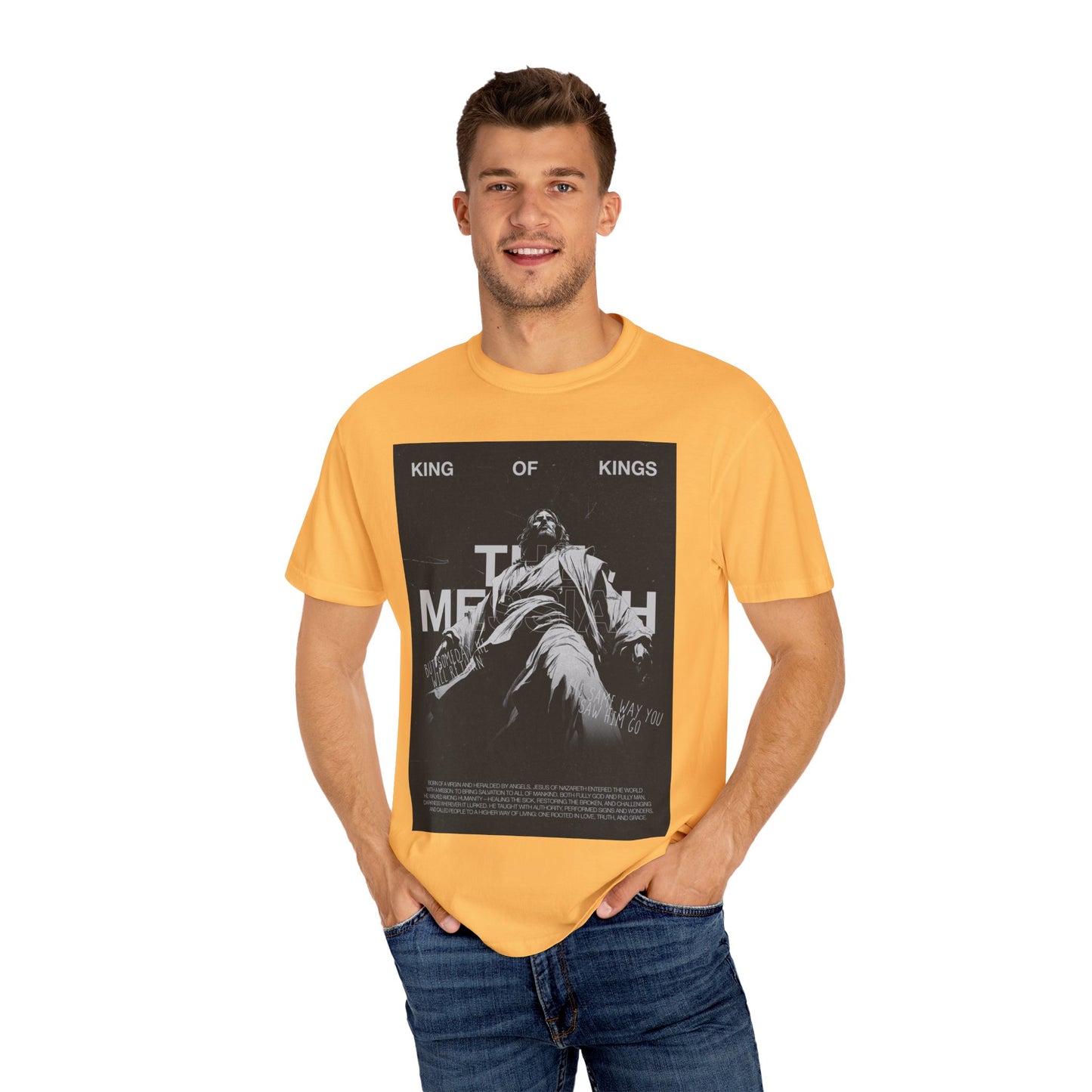 Unisex Garment-Dyed T-Shirt, King of Kings Graphic Tee, Christian Apparel, Religious Gifts, Inspirational Clothing