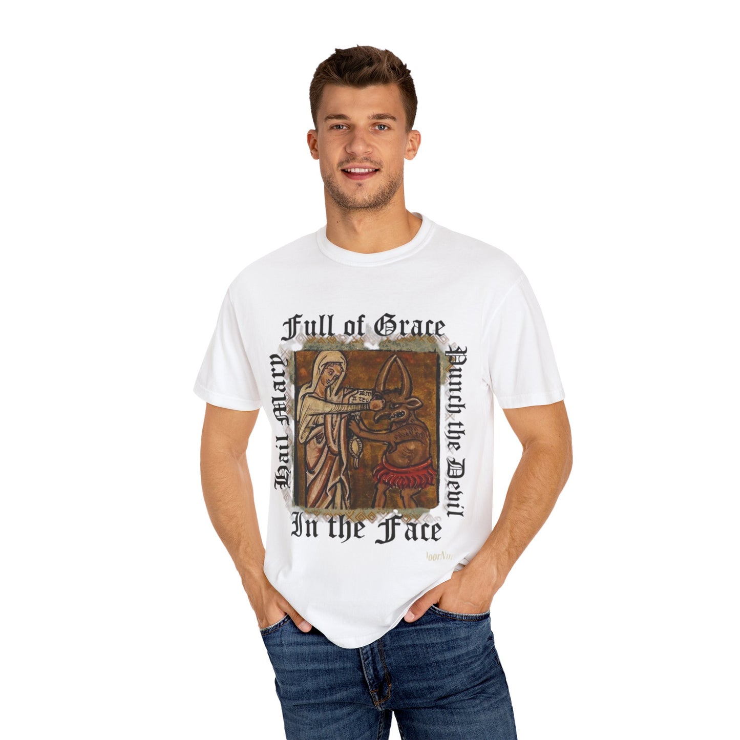 Hail Mary Full Of Grace Funny Religious T-Shirt, Punch the Devil in the face