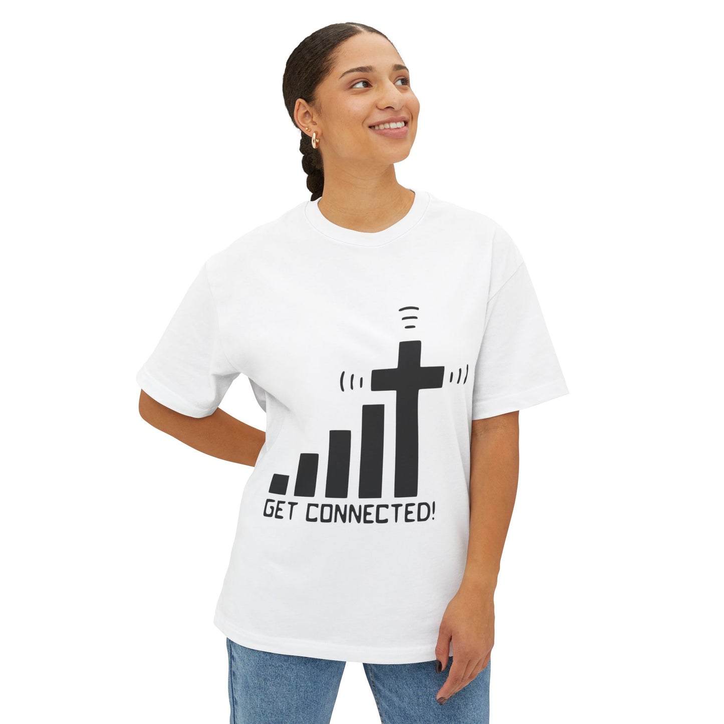 Get Connected Faith Unisex Oversized Tee, Christian T-Shirt, Inspirational Apparel, Faith-Based Gift, Casual Wear
