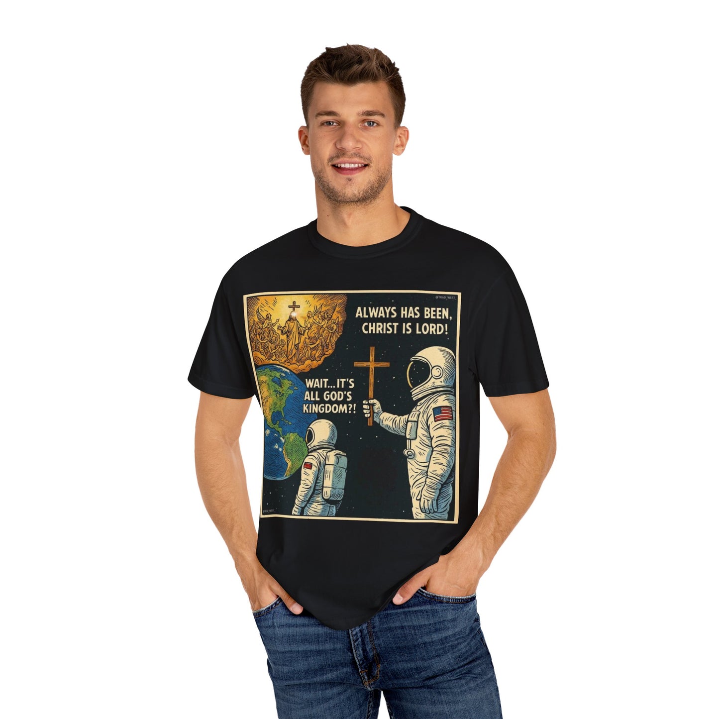 Cosmic Faith T-shirt, Unisex Graphic Tee, Inspirational Apparel, Space-Themed Gift, Christian Faith Shirt