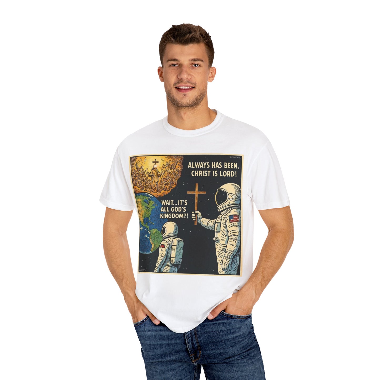 Cosmic Faith T-shirt, Unisex Graphic Tee, Inspirational Apparel, Space-Themed Gift, Christian Faith Shirt