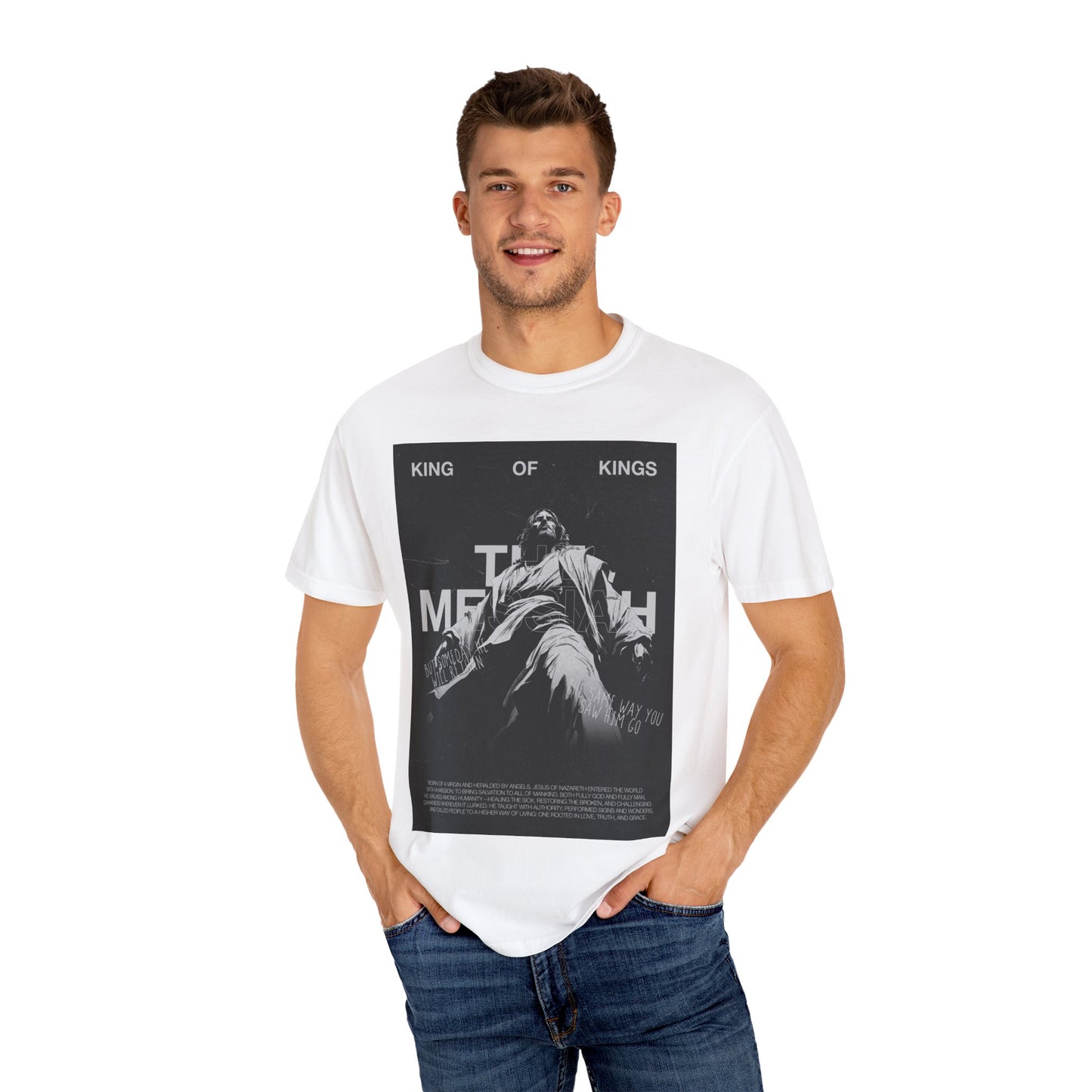 Unisex Garment-Dyed T-Shirt, King of Kings Graphic Tee, Christian Apparel, Religious Gifts, Inspirational Clothing