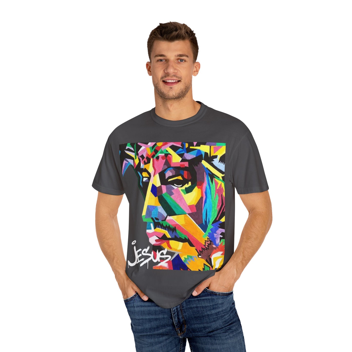 Vibrant Jesus Art T-shirt, Colorful Christian Tee, Pop Art