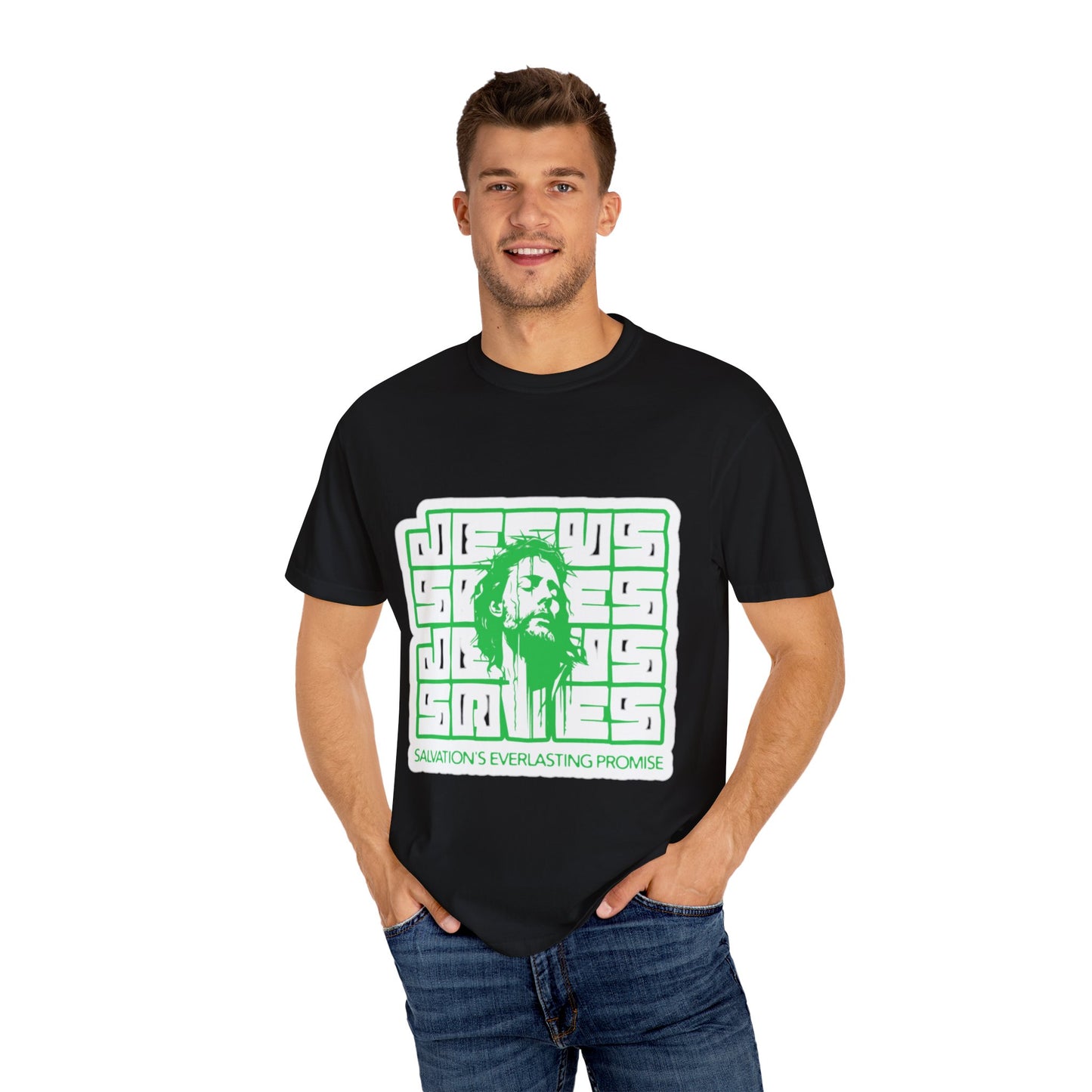 Jesus Saves Garment-Dyed Unisex T-shirt - Faith-Based Apparel, Inspirational Gift, Christian Tee, Casual Wear, Everyday Comfort