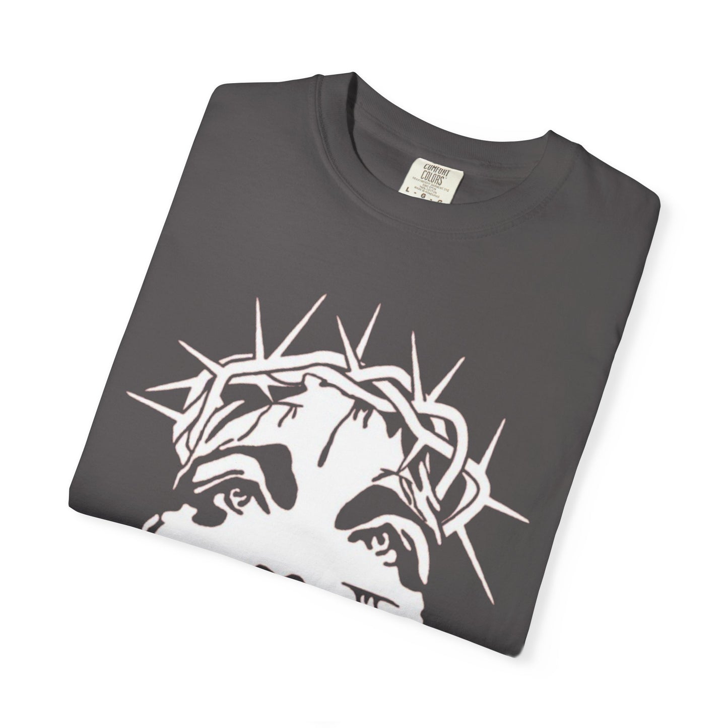 Jesus Christ Crown Of Thorns Garment-Dyed T-Shirt with Artistic Design, Casual Wear, Unisex Tee, Comfortable Everyday Shirt, Birthday Gift, Unique Art Tee