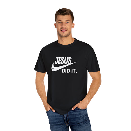Nike Inspired Jesus Did It Swoosh Unisex Garment-Dyed T-shirt