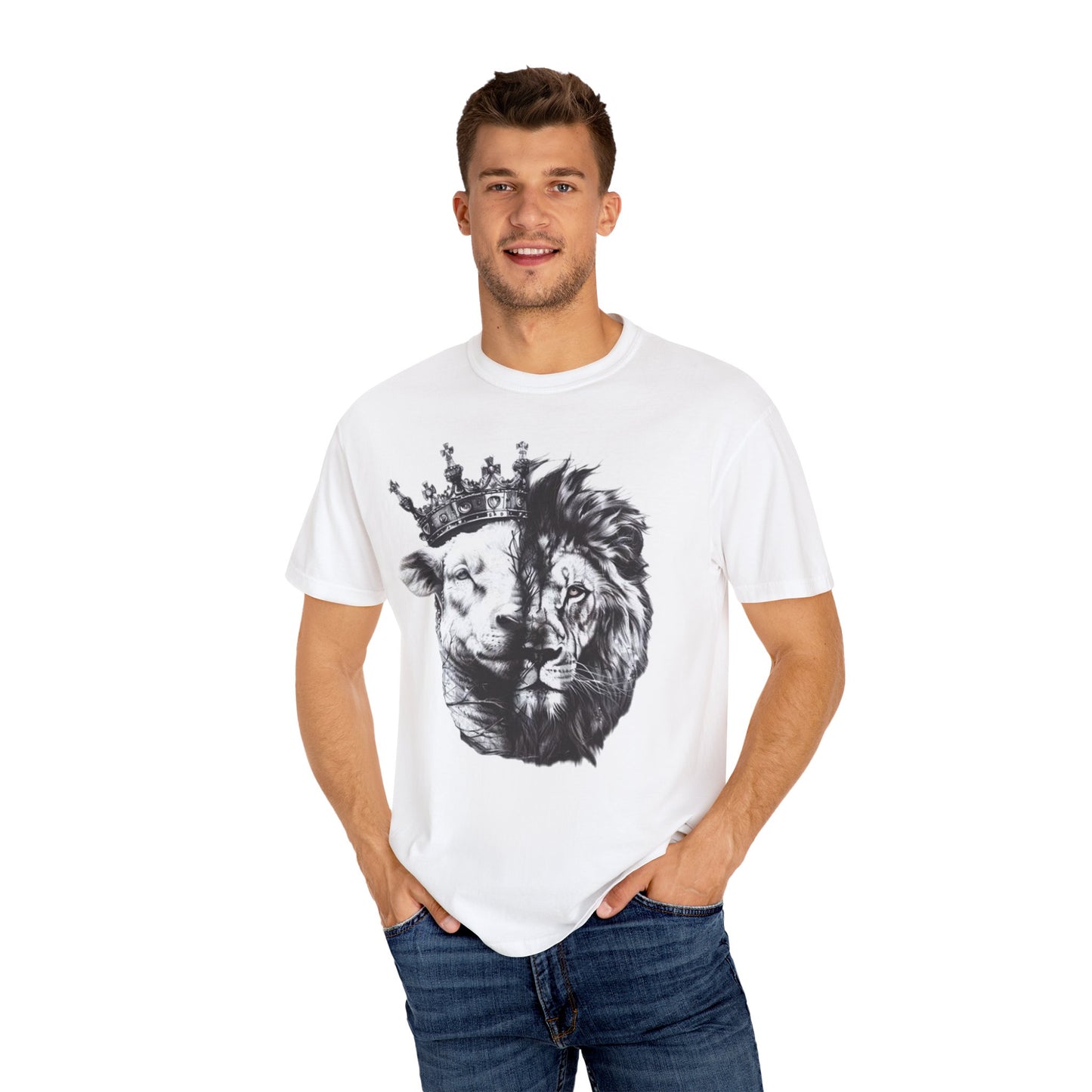 Isaiah 11:6 Lion Will Lay With Thy Lamb Inspired Unisex Garment-Dyed T-Shirt for Scripture Lovers