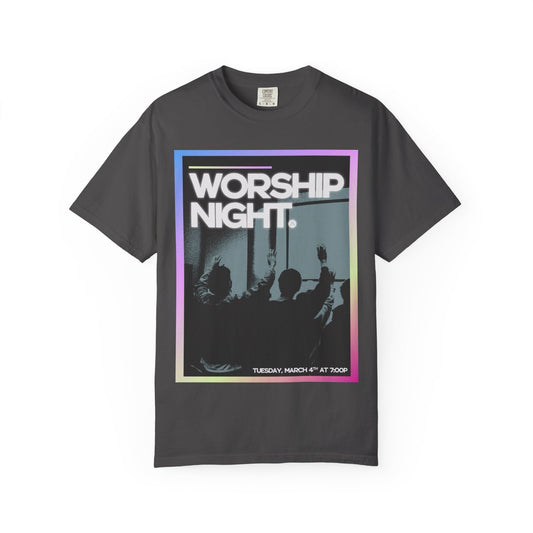 Worship Night T-Shirt | Unisex Garment-Dyed Tee for Church Events, Music Nights, Spiritual Gatherings, Casual Wear, Comfortable Style